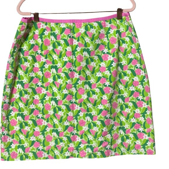 Vintage Lilly Pulitzer Green and Pink Floral and Gecko Skirt Size 14 EUC - Picture 1 of 6